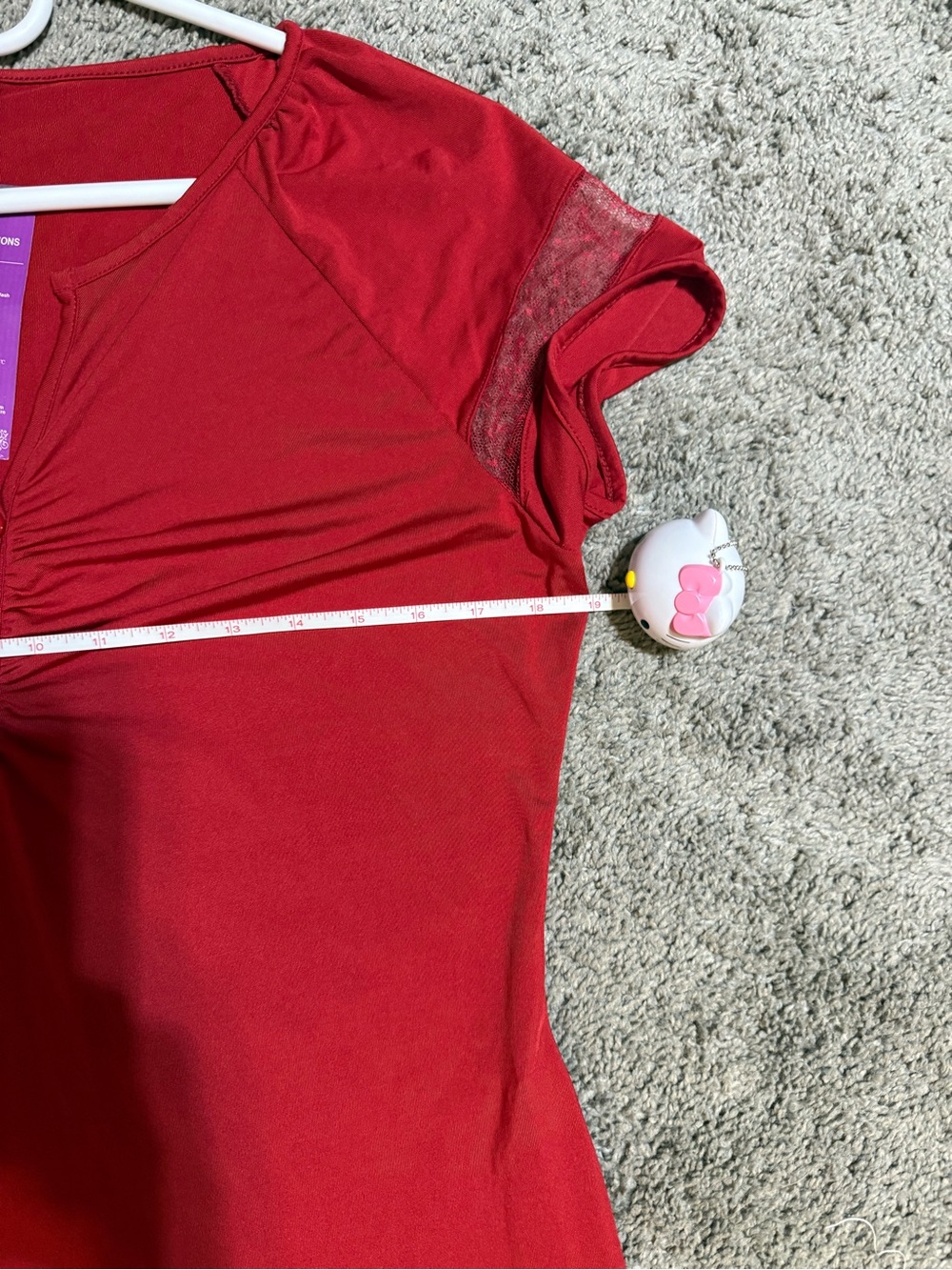 $6 Women’s Red Ruched V-Neck Short Sleeve Top $6 WHEN BUNDLED WITH 3 OR MORE ITE - Picture 6 of 10